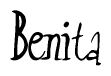 The image is a stylized text or script that reads 'Benita' in a cursive or calligraphic font.