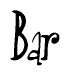 The image contains the word 'Bar' written in a cursive, stylized font.
