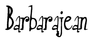 The image is of the word Barbarajean stylized in a cursive script.