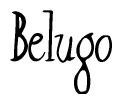 The image is of the word Belugo stylized in a cursive script.