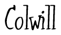 The image is of the word Colwill stylized in a cursive script.