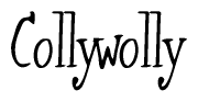 The image is a stylized text or script that reads 'Collywolly' in a cursive or calligraphic font.