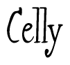 The image contains the word 'Celly' written in a cursive, stylized font.