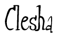 The image contains the word 'Clesha' written in a cursive, stylized font.
