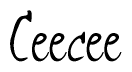 The image is a stylized text or script that reads 'Ceecee' in a cursive or calligraphic font.