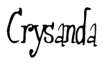 The image is of the word Crysanda stylized in a cursive script.
