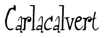 The image is a stylized text or script that reads 'Carlacalvert' in a cursive or calligraphic font.