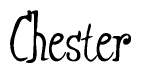 The image is a stylized text or script that reads 'Chester' in a cursive or calligraphic font.
