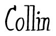 The image is a stylized text or script that reads 'Collin' in a cursive or calligraphic font.