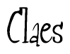 The image is a stylized text or script that reads 'Claes' in a cursive or calligraphic font.