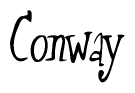 The image contains the word 'Conway' written in a cursive, stylized font.