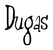 The image contains the word 'Dugas' written in a cursive, stylized font.