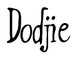 The image is a stylized text or script that reads 'Dodjie' in a cursive or calligraphic font.