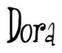 The image is of the word Dora stylized in a cursive script.