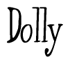 The image contains the word 'Dolly' written in a cursive, stylized font.