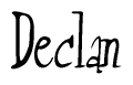 The image is a stylized text or script that reads 'Declan' in a cursive or calligraphic font.