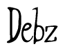 The image is a stylized text or script that reads 'Debz' in a cursive or calligraphic font.
