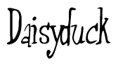 The image is of the word Daisyduck stylized in a cursive script.