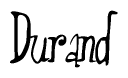 The image contains the word 'Durand' written in a cursive, stylized font.