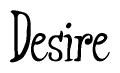 The image is of the word Desire stylized in a cursive script.