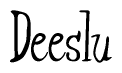 The image contains the word 'Deeslu' written in a cursive, stylized font.