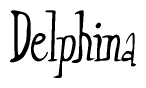 The image is of the word Delphina stylized in a cursive script.