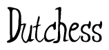 The image is a stylized text or script that reads 'Dutchess' in a cursive or calligraphic font.