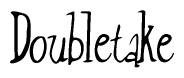 The image is of the word Doubletake stylized in a cursive script.