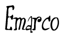The image is a stylized text or script that reads 'Emarco' in a cursive or calligraphic font.