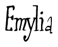 The image is a stylized text or script that reads 'Emylia' in a cursive or calligraphic font.