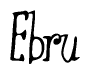 The image contains the word 'Ebru' written in a cursive, stylized font.