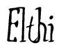 The image contains the word 'Elthi' written in a cursive, stylized font.
