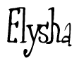 The image contains the word 'Elysha' written in a cursive, stylized font.