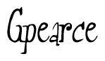 The image contains the word 'Gpearce' written in a cursive, stylized font.