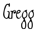 The image contains the word 'Gregg' written in a cursive, stylized font.