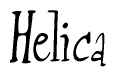 The image is of the word Helica stylized in a cursive script.