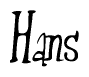 The image is of the word Hans stylized in a cursive script.