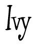 The image is a stylized text or script that reads 'Ivy' in a cursive or calligraphic font.