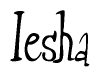 The image is a stylized text or script that reads 'Iesha' in a cursive or calligraphic font.