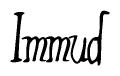The image is a stylized text or script that reads 'Immud' in a cursive or calligraphic font.