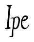 The image is a stylized text or script that reads 'Ipe' in a cursive or calligraphic font.