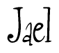 The image contains the word 'Jael' written in a cursive, stylized font.