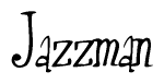 The image is a stylized text or script that reads 'Jazzman' in a cursive or calligraphic font.