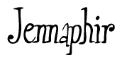 The image is of the word Jennaphir stylized in a cursive script.