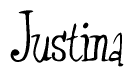The image is of the word Justina stylized in a cursive script.