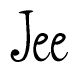 The image is of the word Jee stylized in a cursive script.