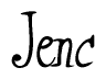 The image is a stylized text or script that reads 'Jenc' in a cursive or calligraphic font.