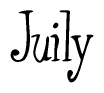 The image is of the word Juily stylized in a cursive script.