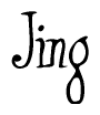 The image contains the word 'Jing' written in a cursive, stylized font.