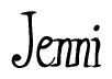The image contains the word 'Jenni' written in a cursive, stylized font.